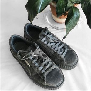 Puma x Rihanna Fenty Gray Velvet Platform Creepers
